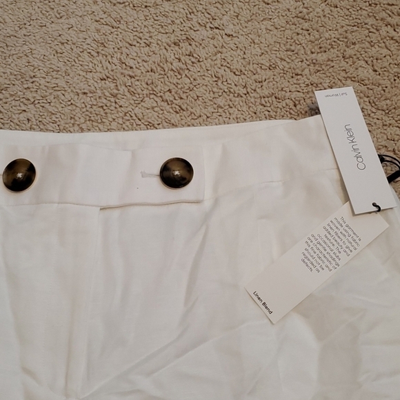 NWT CALVIN KLEIN plus size linen White pants - Picture 3 of 9